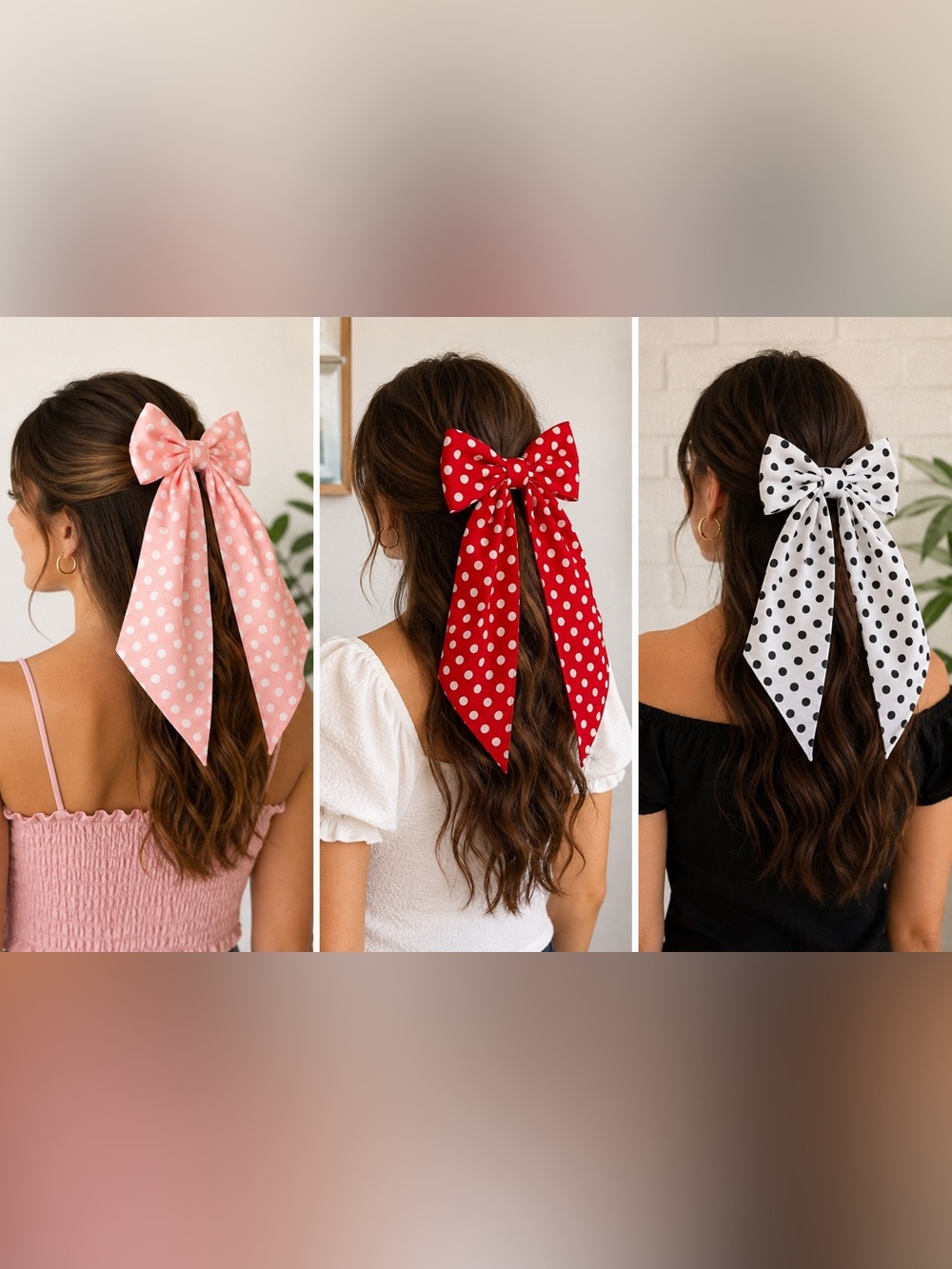 Trinkets & Treasures by Luux Polka Dot Hair Bow Set – 3 Piece Clip Collection